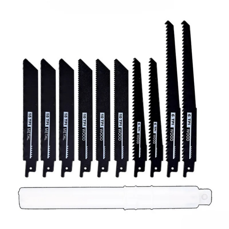 Metal Saw Reciprocating - ใบเลื่อยแบบลูกสูบ 10 ชิ้น อุปกรณ์เสริมเครื่องมือตัดอเนกประสงค์สำหรับไม้ โลหะ ท่อพลาสติก