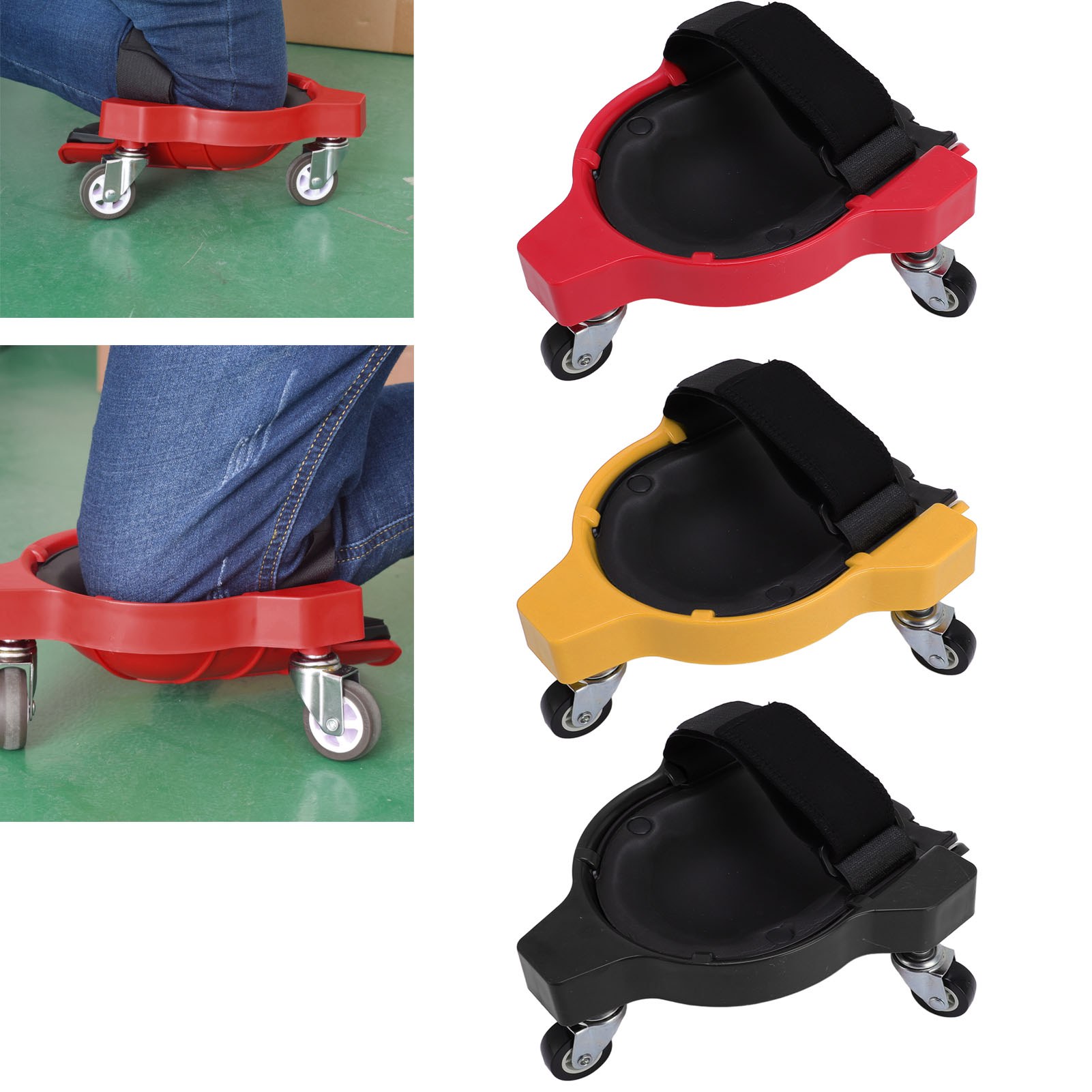 Garage Creeper Roller - ไม้เลื้อยเข่า 1 คู่พร้อมล้อ 360 ° แผ่นรองเข่ากลิ้งสําหรับติดตั้งกระเบื้อง