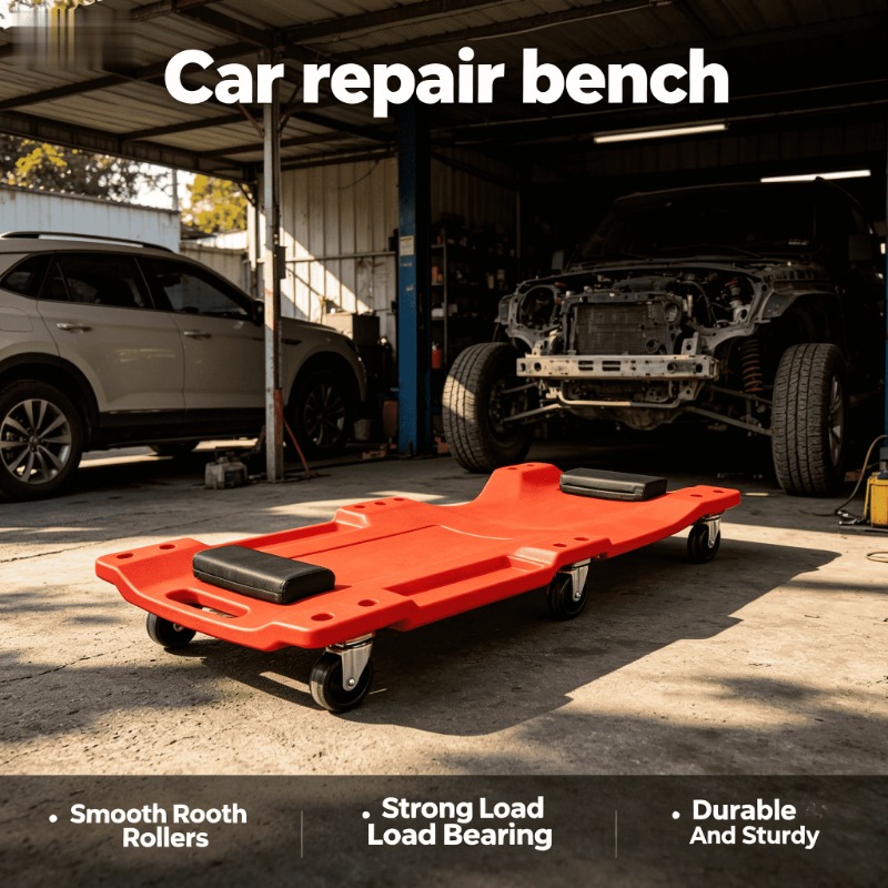 Garage Creeper Roller - เก้าอี้ซ่อมรถยนต์แบบพับได้ รับน้ำหนักมาก โครงเตี้ย พร้อมพนักพิงศีรษะปรับระดับได้ ล้อ PU