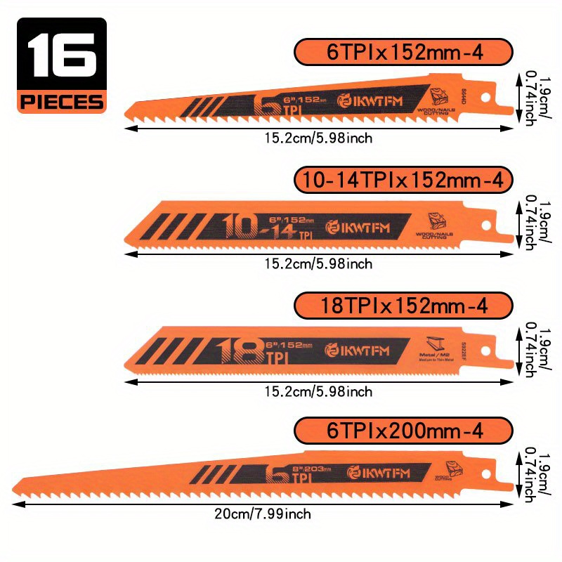 ชุดใบเลื่อย 16 ชิ้น/ชุด สำหรับ - Metal Saw Reciprocating บทวิจารณ์และราคา
