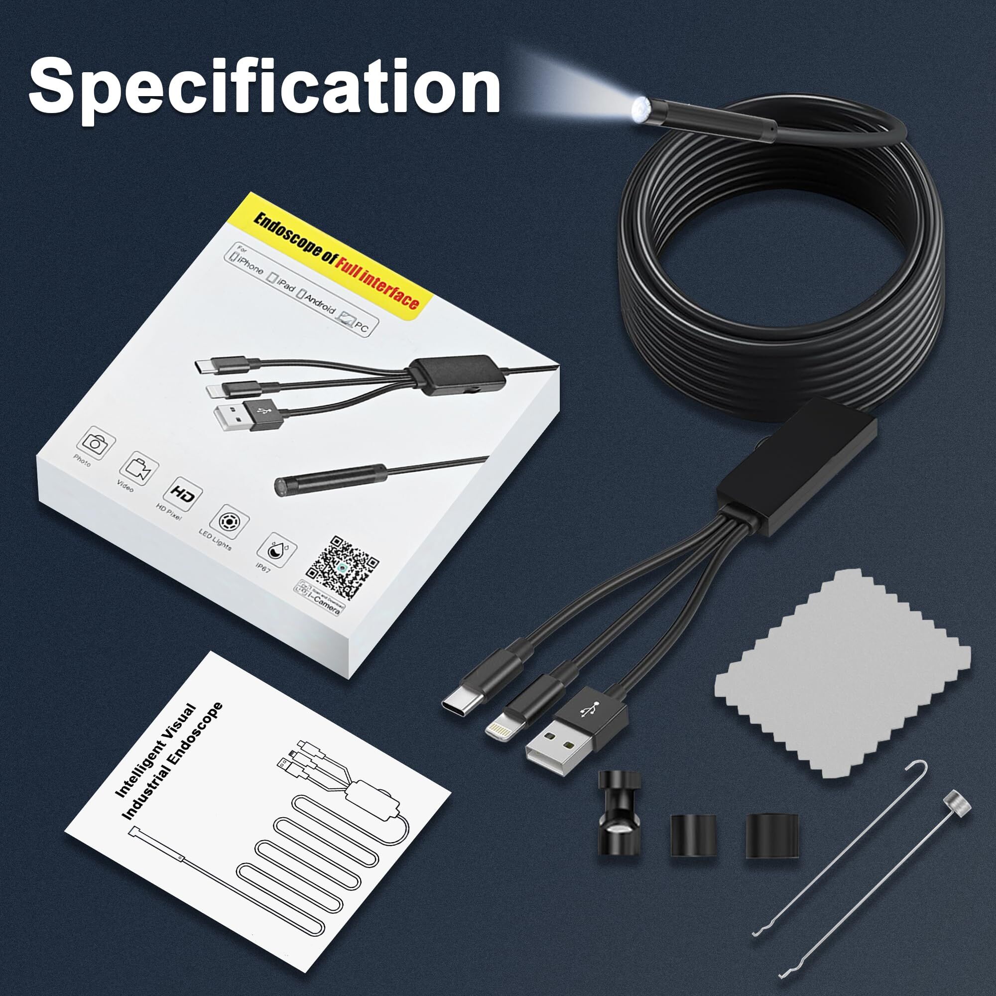 กล้องเอ็นโดสโคปอุตสาหกรรม 3 in - Endoscope Inspection Camera บทวิจารณ์และราคา