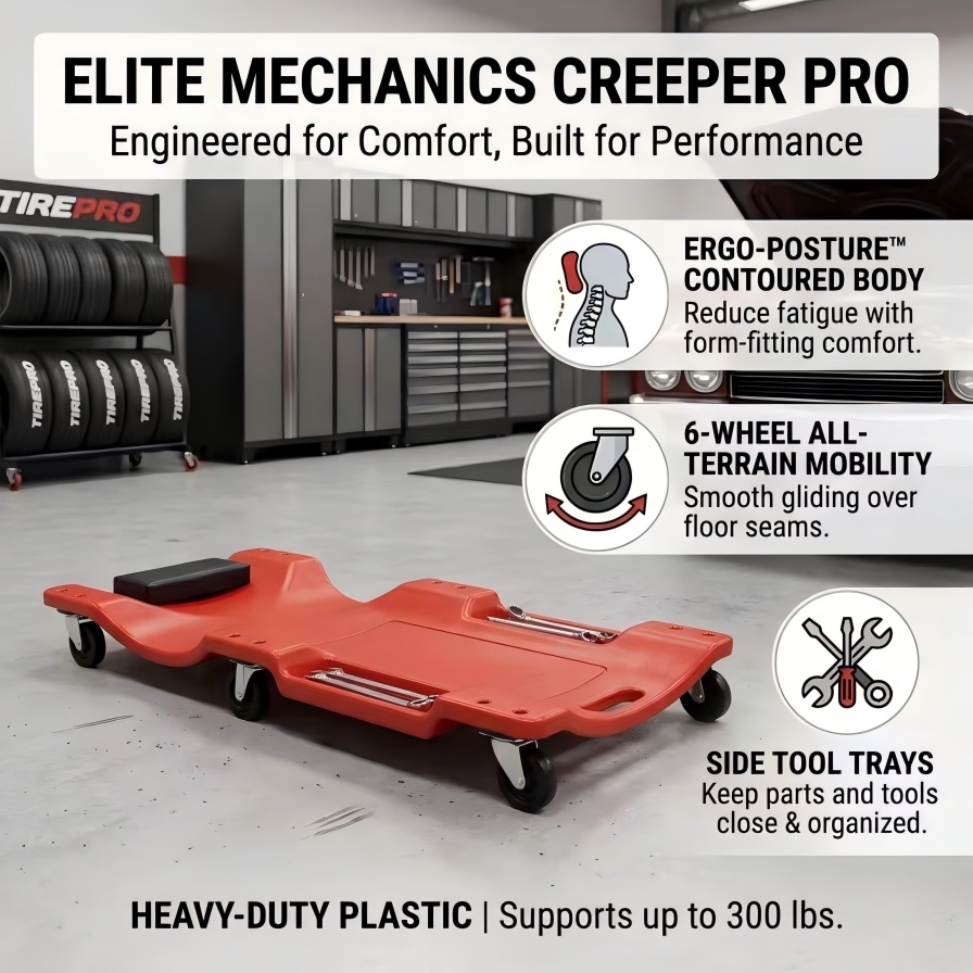 รถเข็นช่างซ่อมขนาด 40 นิ้ว 6 ล - Garage Creeper Roller บทวิจารณ์และราคา