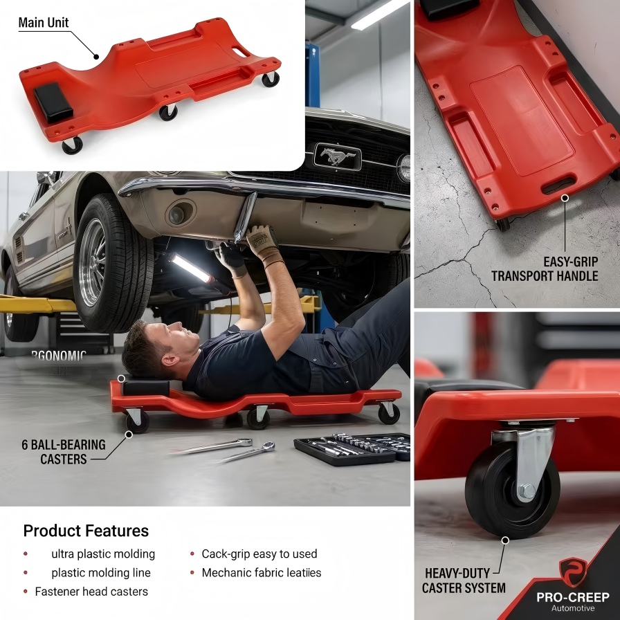 รถเข็นช่างซ่อมขนาด 40 นิ้ว 6 ล - Garage Creeper Roller บทวิจารณ์และราคา