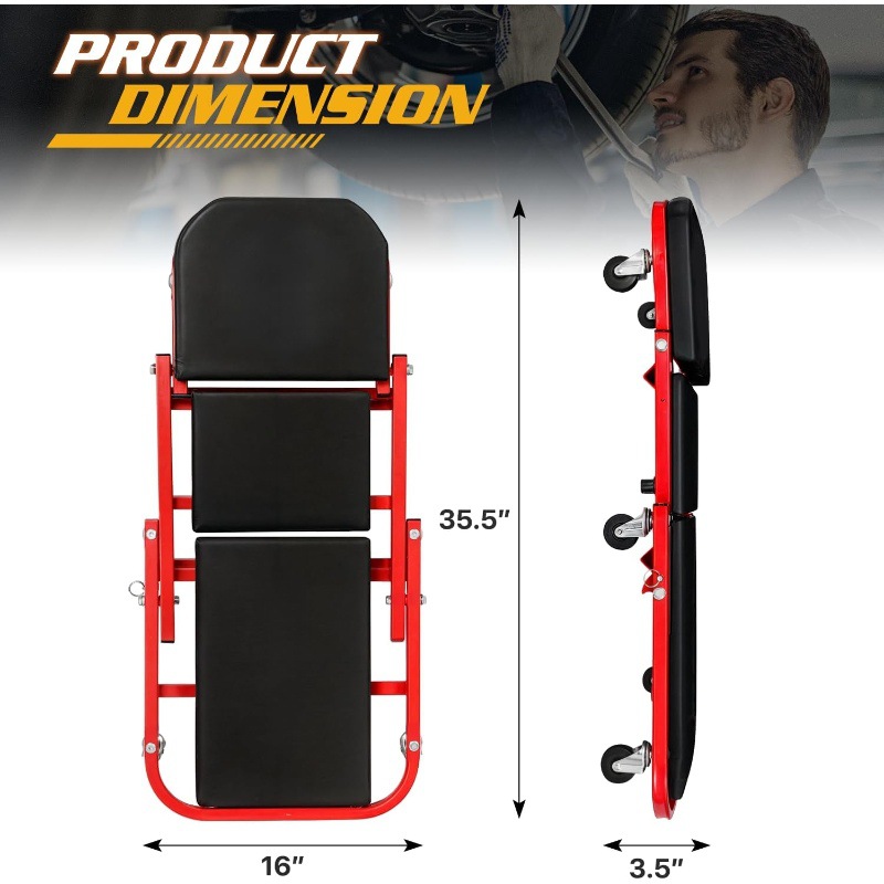 เตียงซ่อมรถยนต์แบบพับได้สองฟัง - Garage Creeper Roller บทวิจารณ์และราคา